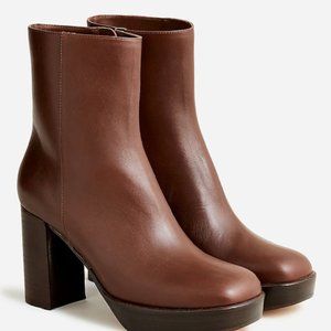 NWT J. CREW PLATFORM STACKED-HEEL BOOTS IN LEATHER  SIZE 8.5